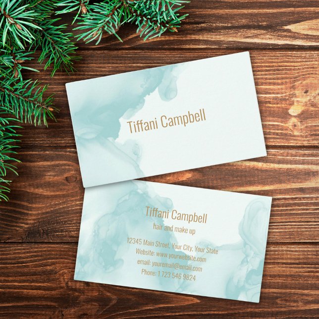 Trendy Green Watercolor Business Card (Creator Uploaded)