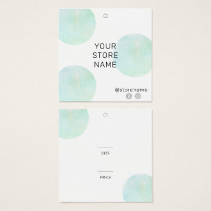 Trendy Green Watercolor Square Boutique Price Tag