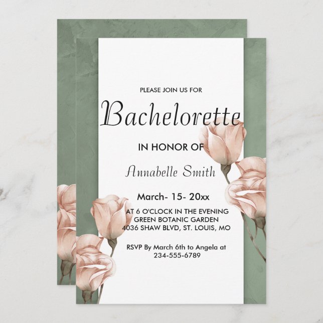 trendy greenery bachelor invitation (Front/Back)