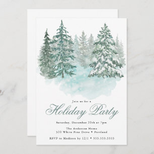 Trendy Greenery Elegant Winter Holiday Party Invitation