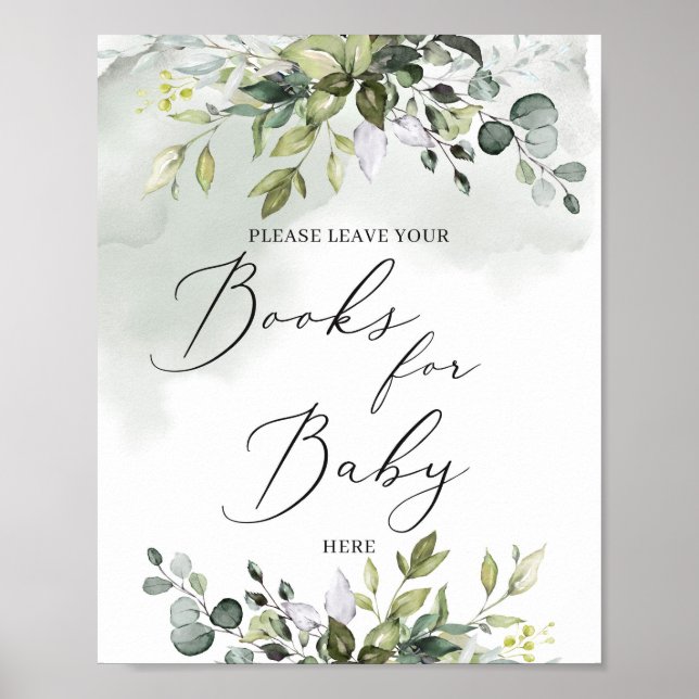 Trendy greenery foliage boho books for baby sign (Front)