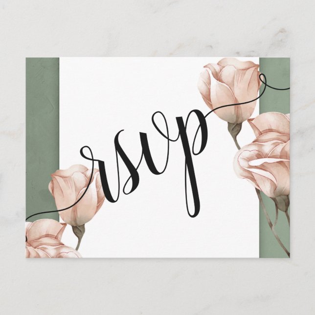 trendy greenery RSVP Invitation Postcard (Front)
