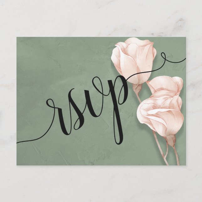 trendy greenery RSVP Invitation Postcard (Front)