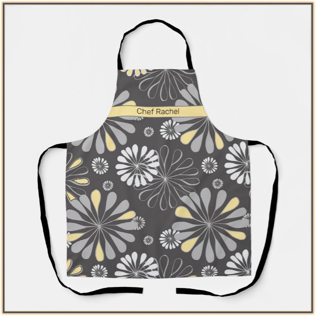 Trendy Grey and Yellow Floral Apron (Creator Uploaded)