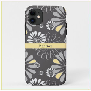 Trendy Grey and Yellow Floral Case-Mate iPhone Case