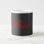 Trendy Grey Background Red Love Wedding Large Coffee Mug<br><div class="desc">You can easily change the fonts and colours. You can also add your logo and the background image as you like.</div>