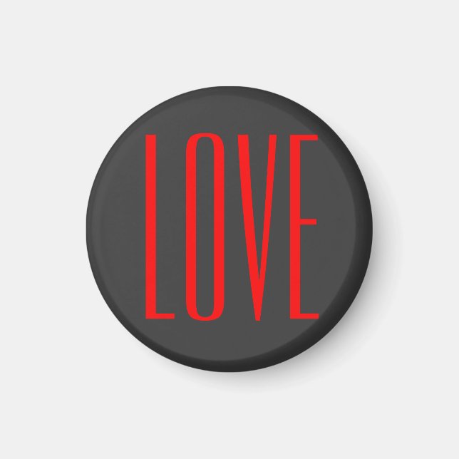 Trendy Grey Background Red Love Wedding Magnet (Front)
