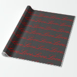 Trendy Grey Background Red Love Wedding Postage Wrapping Paper<br><div class="desc">You can easily change the fonts and colours. You can also add your logo and the background image as you like.</div>