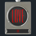Trendy Grey Background Red Love Wedding Silver Plated Banner Ornament<br><div class="desc">You can easily change the fonts and colours. You can also add your logo and the background image as you like.</div>