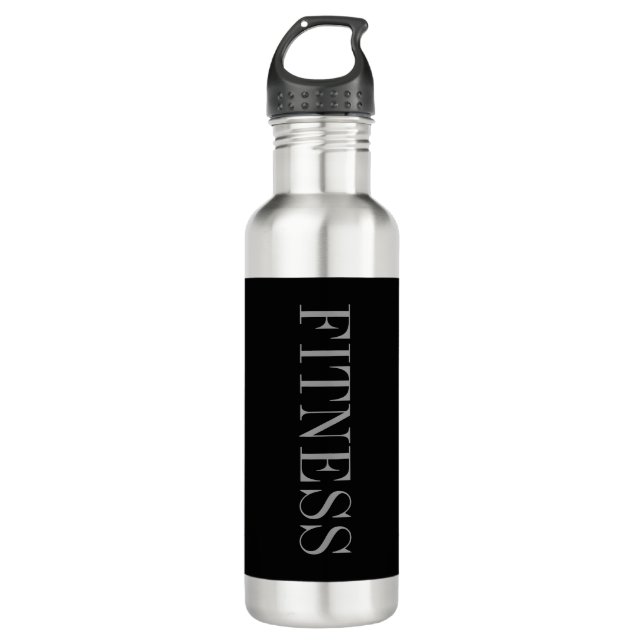 Trendy Grey Black Fitness Sport 710 Ml Water Bottle (Front)