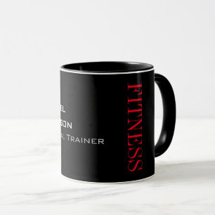 Trendy Grey Black Fitness Sport Add Name Mug