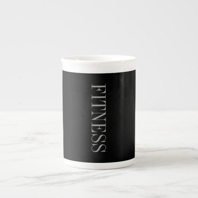 Trendy Grey Black Fitness Sport Bone China Mug (Front)