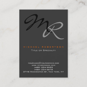 Trendy Grey Black Monogram Plain Business Card