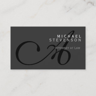 Trendy Grey Black Monogram Standard Business Card