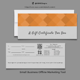 Trendy Grey Black Orange Script Gift Certificate