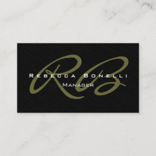Trendy Grey Black Pattern Monogram Business Card