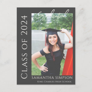 Trendy Grey Congratulation Graduation Announcement Postcard