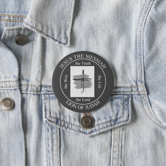 Trendy Grey Jesus The Messiah Christian Faith 7.5 Cm Round Badge (In Situ)