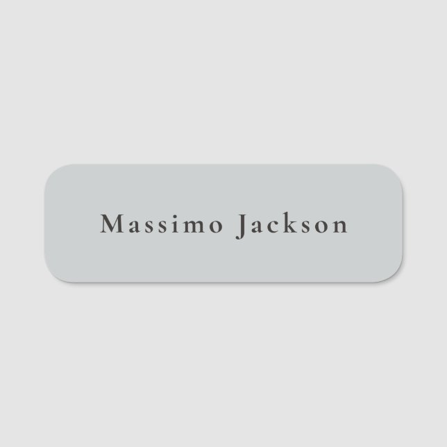 Trendy Grey Modern Design Unique Personal Name Tag (Front)