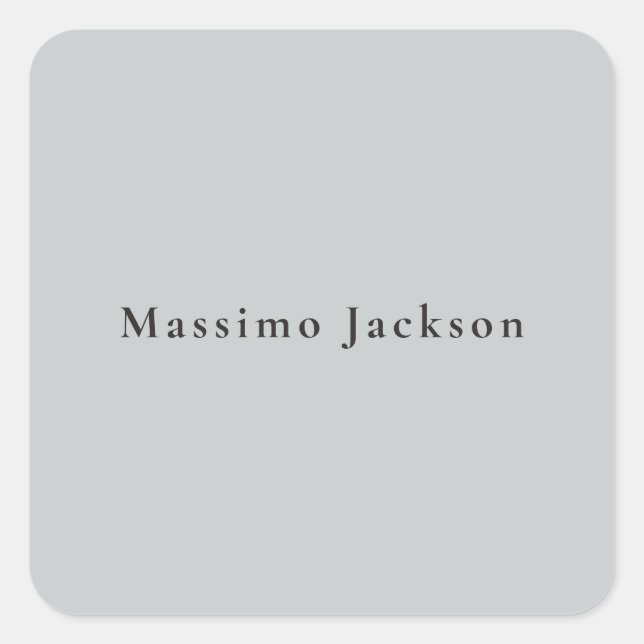 Trendy Grey Modern Design Unique Personal Square Sticker (Front)