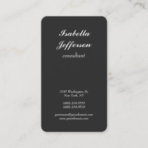 Trendy Grey Modern Minimalist Script Professional Business Card