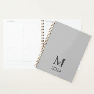 Trendy Grey Monogram 2024 Planner