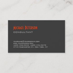 Trendy Grey Orange Consultant Business Card