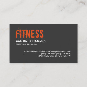 Trendy Grey Orange Personal Trainer Business Card