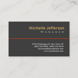 Trendy Grey Orange Yellow Manager Business Card