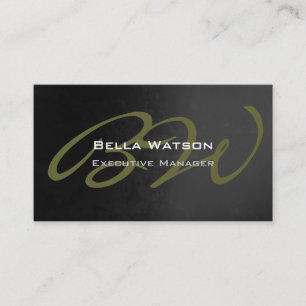 Trendy Grey Pattern Script Monogram Business Card
