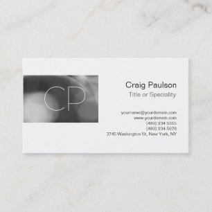 Trendy Grey Pattern White Monogram Business Card