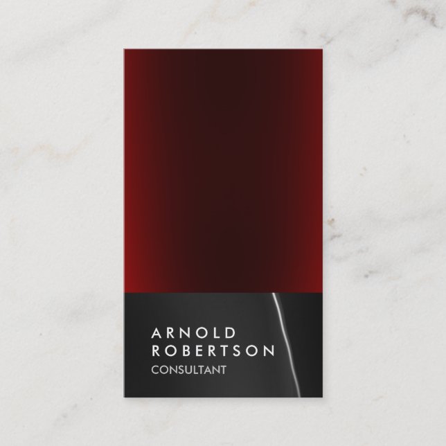 Trendy Grey Red Consultant Business Card (Front)