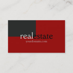 Trendy Grey Red Real Estate Agent Business Card