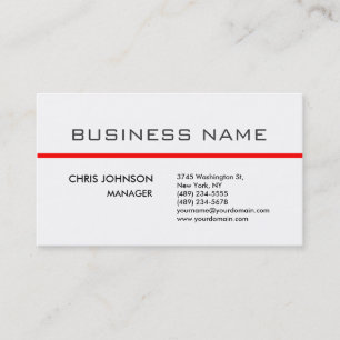 Trendy Grey Red White Plain Business Card