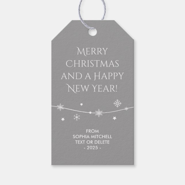 Trendy - Grey - Snowflake Gift Tags (Front)