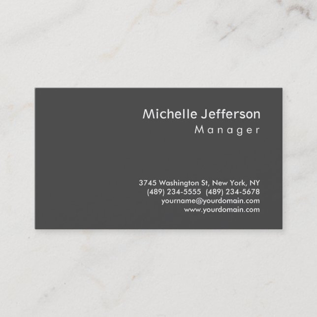 Trendy Grey Stylish Manager Business Card (Front)