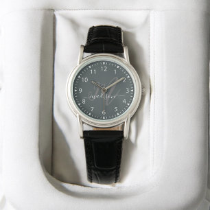 Trendy Grey Stylish Monogram Initial and Name Watch