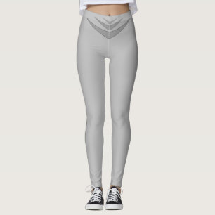 Trendy Grey Triple Boomerang on Silver Leggings