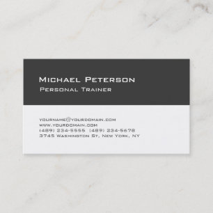 Trendy Grey White Personal Trainer Business Card