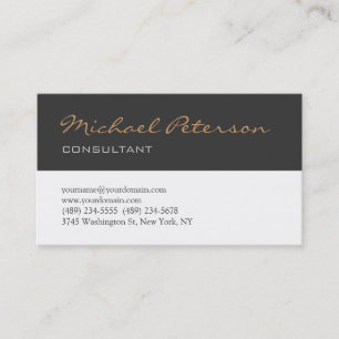 Trendy Grey White Script Consultant Business Card