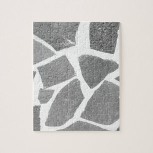 Trendy Grey White Tile Pattern, Stone Bricks Tiles Jigsaw Puzzle