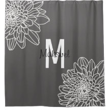 Trendy Grey With White Flowers With Name