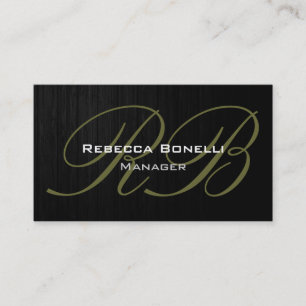 Trendy Grey Wood Pattern Monogram Business Card