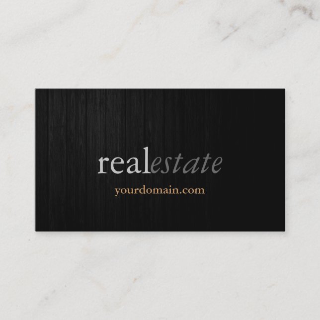 Trendy Grey Wood Real Estate Agent Business Card (Front)
