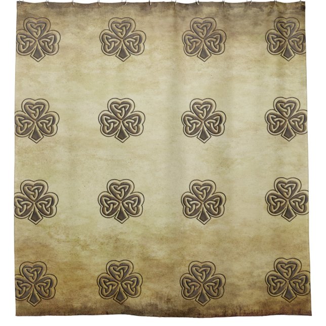 Trendy grundge Irish lucky shamrock Shower Curtain (Front)