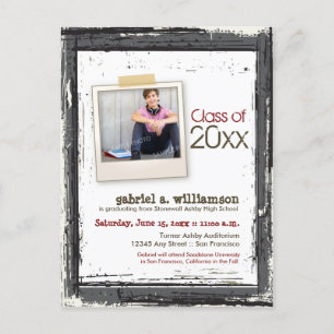 Trendy Grunge Graduation Announcement (slate) Postcard