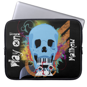 Trendy Grunge Skull Piano Music Laptop Sleeve