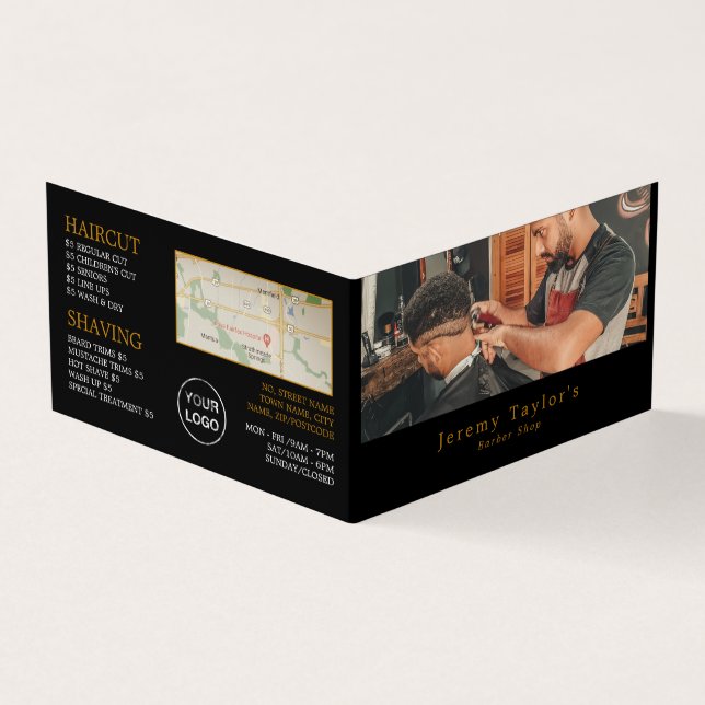 Trendy Hair Cut, Men's Barbers, Loyalty Card, Business Card (Outside)