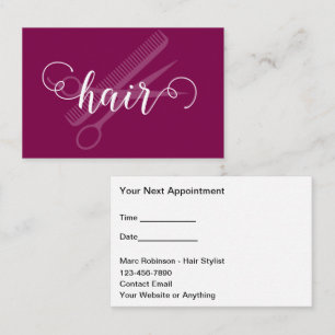 Trendy Hair Stylist Business Appointment Cards