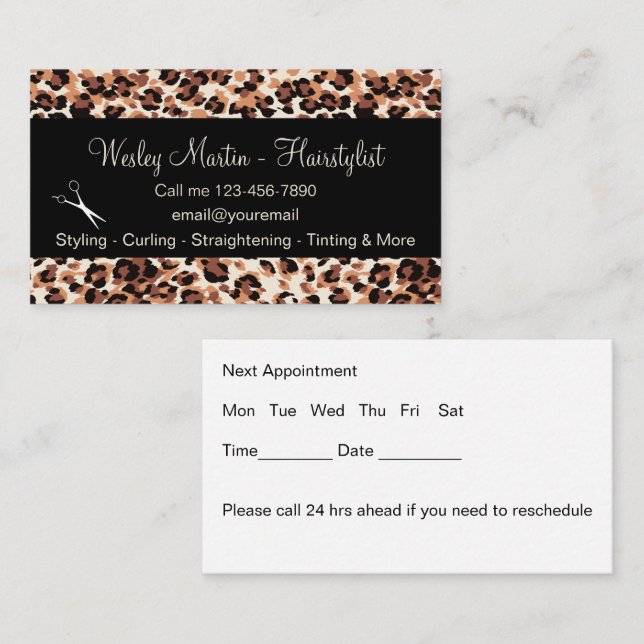 Trendy Hairstylist Appointment Cards (Front/Back)